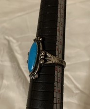 Fred Harvey Era Native American Sterling Silver Turquoise Ring 9.75 - Additional view 2