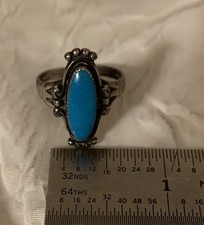 Fred Harvey Era Native American Sterling Silver Turquoise Ring 9.75 - Additional view 6