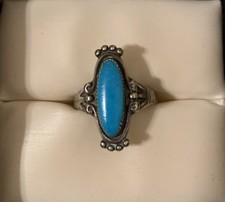 Fred Harvey Era Native American Sterling Silver Turquoise Ring 9.75 - Additional view 8