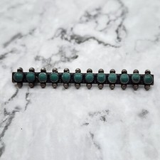 Old 1930 Fred Harvey Era Sterling & Turquoise Snake Eye Brooch Pin - Additional view 1