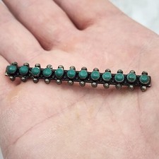 Old 1930 Fred Harvey Era Sterling & Turquoise Snake Eye Brooch Pin - Additional view 3