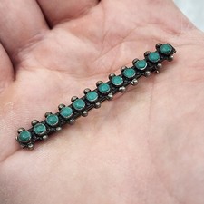 Old 1930 Fred Harvey Era Sterling & Turquoise Snake Eye Brooch Pin - Additional view 4