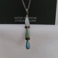 Vintage Fred Harvey Sterling Silver Necklace Native American 18" Teardrop READ