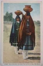 Vintage Postcard Santa Clara Indians Native American Fred Harvey NM AA37