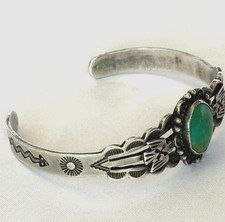 VINTAGE 30s FRED HARVEY THUNDERBIRD STERLING SILVER TURQUOISE BRACELET NAVAJO - Additional view 19