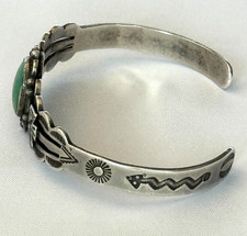 VINTAGE 30s FRED HARVEY THUNDERBIRD STERLING SILVER TURQUOISE BRACELET NAVAJO - Additional view 4