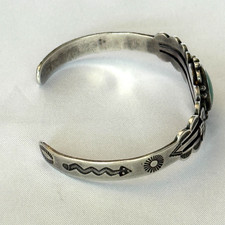 VINTAGE 30s FRED HARVEY THUNDERBIRD STERLING SILVER TURQUOISE BRACELET NAVAJO - Additional view 6