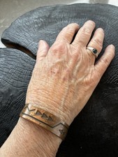 Vntg Navajo Fred Harvey Era WHEELER Co Hand Stamped Solid Copper Cuff Bracelet - Additional view 5