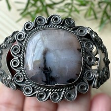 VTG  Navajo Cuff Bracelet Size 6 Agatized AZ Wood Sterling Fred Harvey 52.5g - Additional view 5