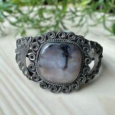 VTG  Navajo Cuff Bracelet Size 6 Agatized AZ Wood Sterling Fred Harvey 52.5g - Additional view 6