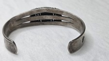 Vintage Fred Harvey Era Navajo Heavy Stamped Sterling Turquoise Cuff Bracelet - Additional view 6