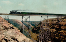 California Limited Crossing Canyon Diablo Arizona Fred Harvey Phostint Postcard