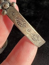 2 Vintage Pawn FRED HARVEY Navajo Sterling Silver Turquoise CUFF BRACELETS Etch - Additional view 2