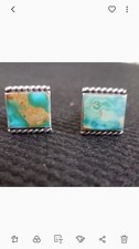 Nice! Old Fred Harvey Era Southwest Navajo Royston Turquoise Sterling Cufflinks