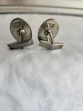 Fred Harvey Era NATIVE AMERICAN STERLING Sleeping Beauty TURQUOISE CUFFLINKS - Additional view 4