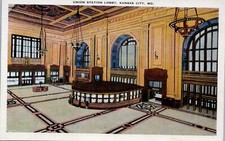 Union Station Lobby, Kansas City, Missouri Linen Postcard Fred Harvey E C Kropp - Additional view 2