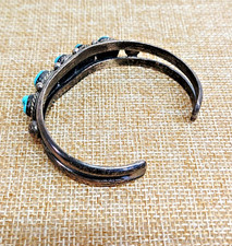 Vintage Fred Harvey Era Navajo Sterling Silver & Turquoise Cuff Bracelet - Additional view 3