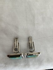 Nice! Old Fred Harvey Era Southwest Navajo Royston Turquoise Sterling Cufflinks - Additional view 1