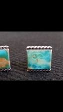 Nice! Old Fred Harvey Era Southwest Navajo Royston Turquoise Sterling Cufflinks - Additional view 2