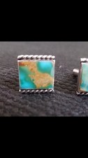 Nice! Old Fred Harvey Era Southwest Navajo Royston Turquoise Sterling Cufflinks - Additional view 3