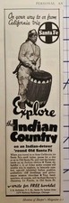 Santa Fe Explore the Indian Country Drummer Fred Harvey La Fonda Print Ad 1940