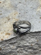 ANTIQUE NAVAJO GREEN TURQUOUSE WHIRLING LOG STERLING RING SZ 4.5 HARVEY ERA VTG - Additional view 11