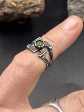 ANTIQUE NAVAJO GREEN TURQUOUSE WHIRLING LOG STERLING RING SZ 4.5 HARVEY ERA VTG - Additional view 15