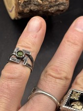 ANTIQUE NAVAJO GREEN TURQUOUSE WHIRLING LOG STERLING RING SZ 4.5 HARVEY ERA VTG - Additional view 16