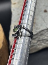 ANTIQUE NAVAJO GREEN TURQUOUSE WHIRLING LOG STERLING RING SZ 4.5 HARVEY ERA VTG - Additional view 3