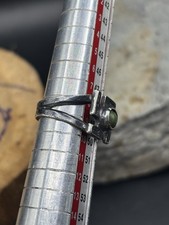 ANTIQUE NAVAJO GREEN TURQUOUSE WHIRLING LOG STERLING RING SZ 4.5 HARVEY ERA VTG - Additional view 7