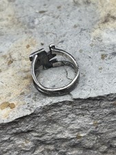 ANTIQUE NAVAJO GREEN TURQUOUSE WHIRLING LOG STERLING RING SZ 4.5 HARVEY ERA VTG - Additional view 10