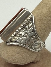 Vintage Sterling Silver Fred Harvey Era Thunderbird Goldstone Ring SZ 8.5 - Additional view 4