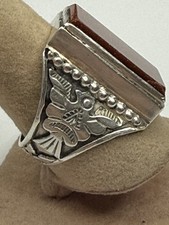 Vintage Sterling Silver Fred Harvey Era Thunderbird Goldstone Ring SZ 8.5 - Additional view 5