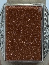 Vintage Sterling Silver Fred Harvey Era Thunderbird Goldstone Ring SZ 8.5 - Additional view 10