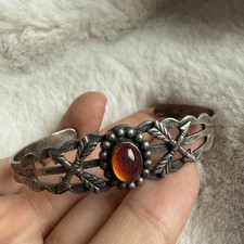Vintage Dragon’s Breath Stone Fred Harvey Era 50s Native American Cuff Bracelet - Additional view 1