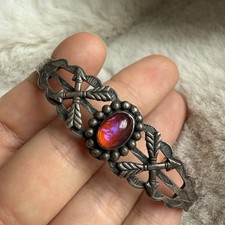 Vintage Dragon’s Breath Stone Fred Harvey Era 50s Native American Cuff Bracelet - Additional view 2