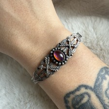 Vintage Dragon’s Breath Stone Fred Harvey Era 50s Native American Cuff Bracelet