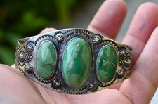 Vintage Fred Harvey Navajo Royston Turquoise & Sterling Dome Cuff 7