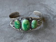 Vintage Fred Harvey Navajo Royston Turquoise & Sterling Dome Cuff 7