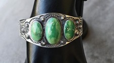 Vintage Fred Harvey Navajo Royston Turquoise & Sterling Dome Cuff 7