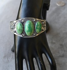 Vintage Fred Harvey Navajo Royston Turquoise & Sterling Dome Cuff 7