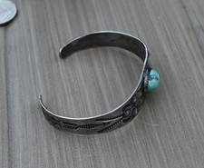 Vintage Fred Harvey Navajo Sleeping Beauty Turquoise & Sterling Cuff 6 1/2