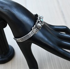 Vintage Fred Harvey Navajo Royston Turquoise & Sterling Dome Cuff 6.75