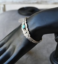 Vintage Fred Harvey Navajo Sleeping Beauty Turquoise & Sterling Cuff 6 inch fit - Additional view 6
