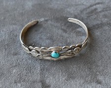 Vintage Fred Harvey Navajo Sleeping Beauty Turquoise & Sterling Cuff 6 inch fit - Additional view 8