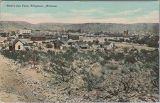 Bird's Eye View Kingman Arizona AZ Fred Harvey Railroad Town Train Cars Postcard