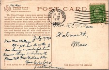 Canyon From Grand View Arizona AZ 1932 Fred Harvey Postcard - Additional view 1