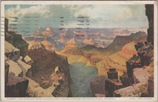 Canyon From Grand View Arizona AZ 1932 Fred Harvey Postcard