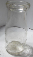 vintage 1/2 pt milk bottle railroad type-embossed Fred Harvey-1939 food service