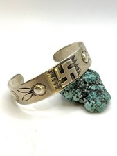 Native American Navajo Whirling Log Bracelet Pre Fred Harvey Era Sterling Cuff - Additional view 1